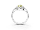White gold Fancy Yellow Marquise Cut Cut Diamond Halo Engagement Ring with Open Split Pavé Band_3