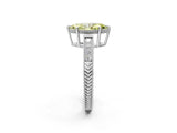 White gold Fancy Yellow Marquise Cut Cut Diamond Milgrain Pave Band Four-Prong Setting Ring_17