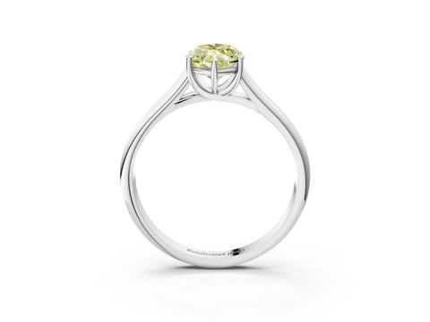 White gold Fancy Yellow Marquise Cut Cut Diamond Solitaire Engagement Ring with Tapered Plain Band and Four-Prong Setting_15