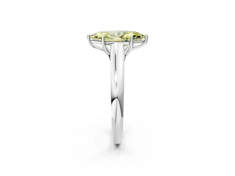 White gold Fancy Yellow Marquise Cut Cut Diamond Solitaire Engagement Ring with Tapered Plain Band and Four-Prong Setting_2