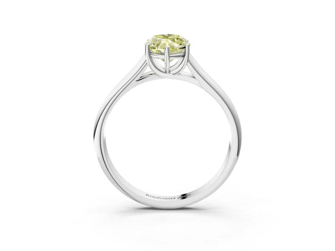 White gold Fancy Yellow Marquise Cut Cut Diamond Solitaire Engagement Ring with Tapered Plain Band and Four-Prong Setting_3