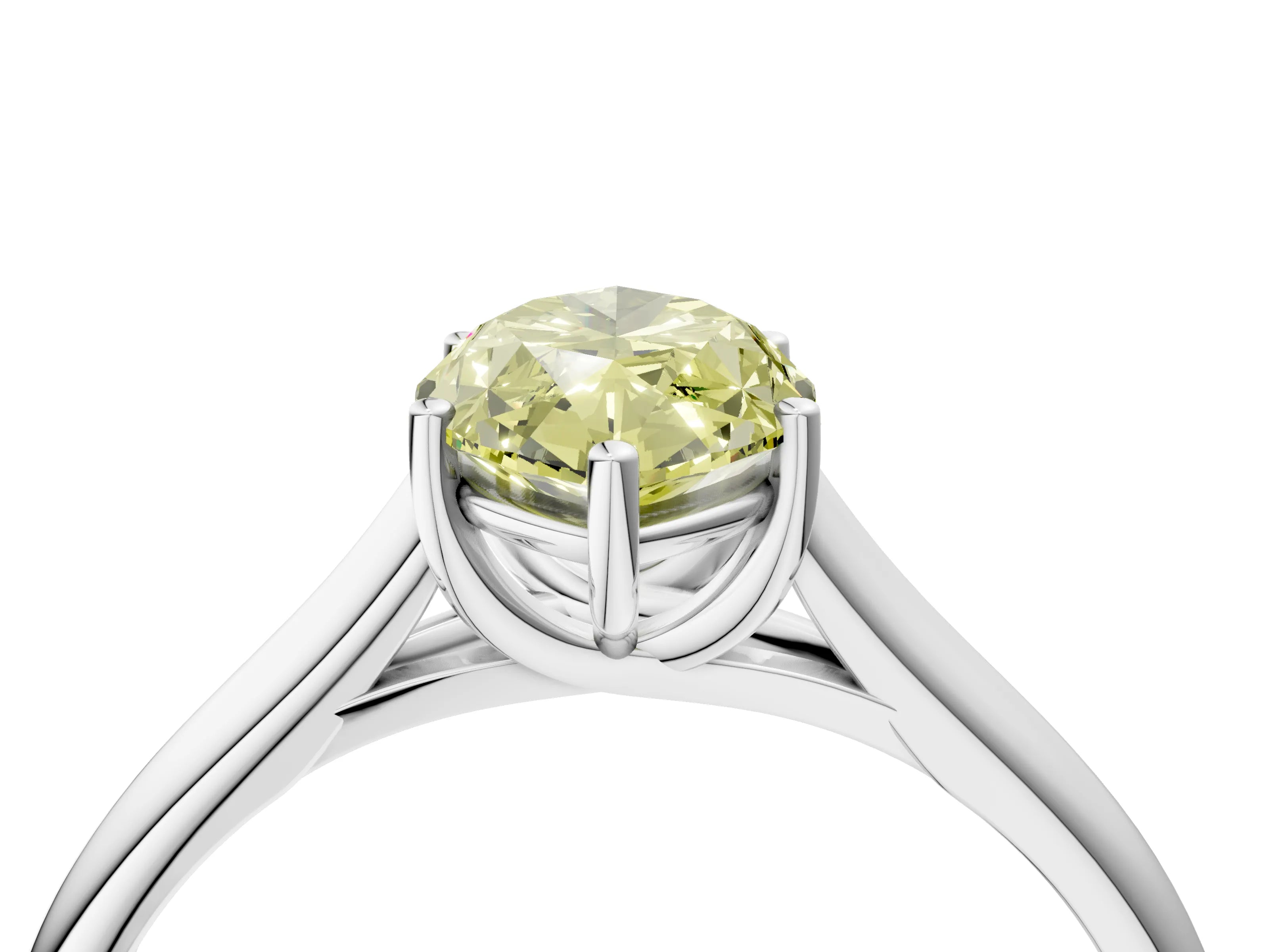 White gold Fancy Yellow Marquise Cut Cut Diamond Solitaire Engagement Ring with Tapered Plain Band and Four-Prong Setting_4