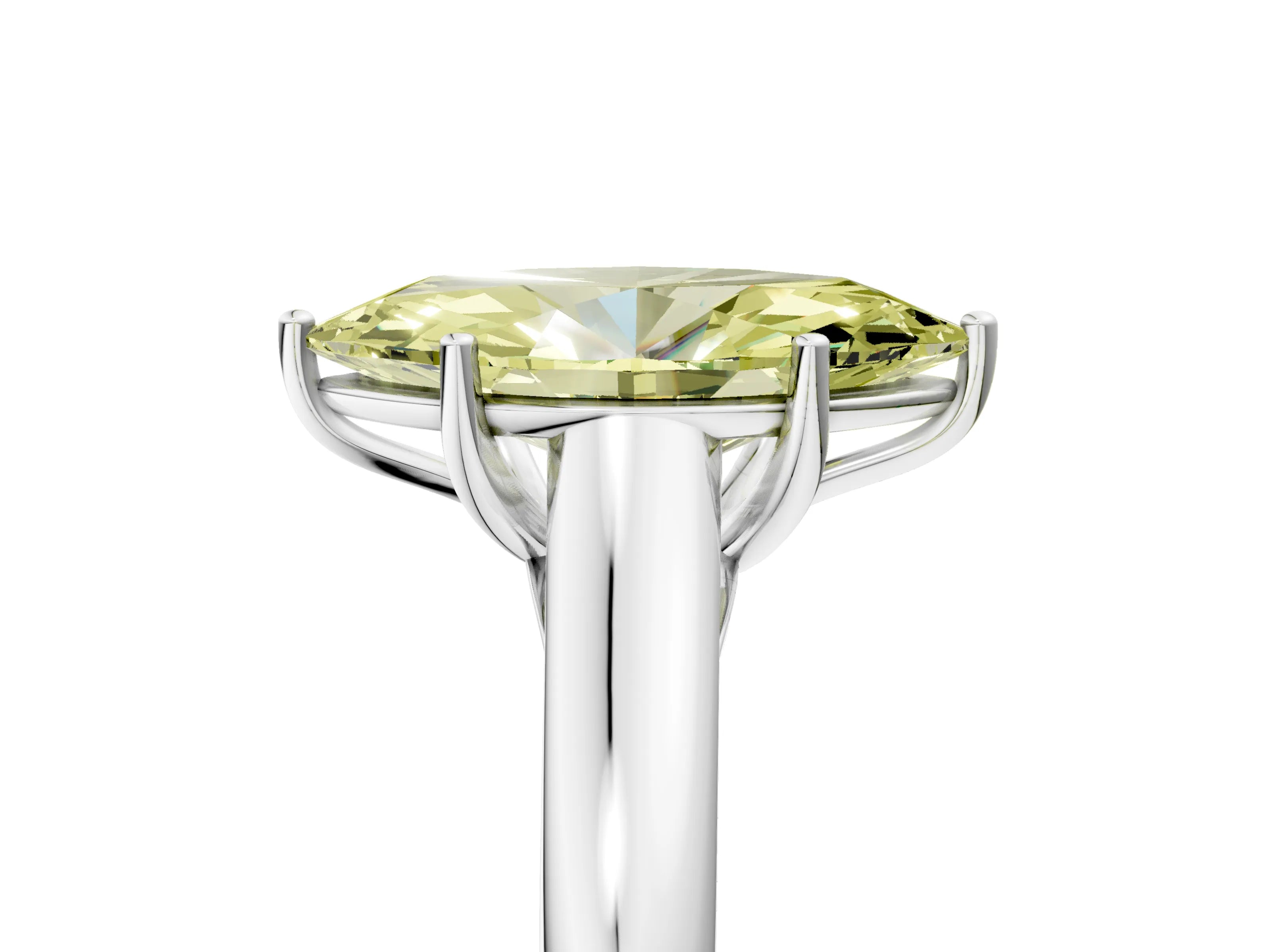 White gold Fancy Yellow Marquise Cut Cut Diamond Solitaire Engagement Ring with Tapered Plain Band and Four-Prong Setting_5