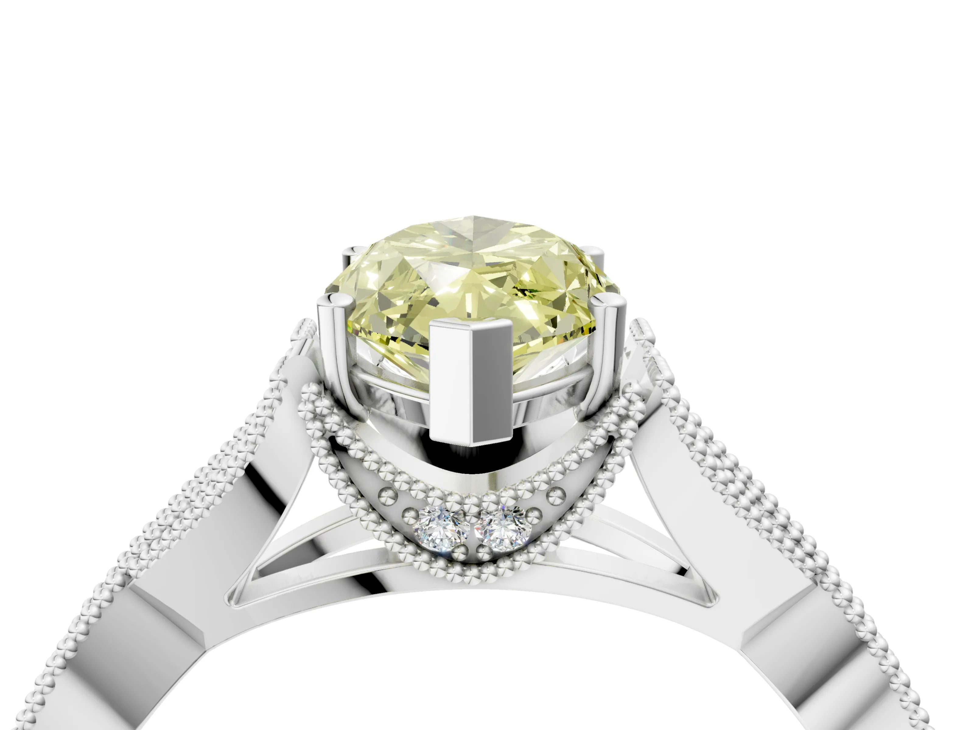 White gold Fancy Yellow Marquise Cut Cut Diamond Twisted Band with Milgrain Pave Setting and Four-Prong Setting_16