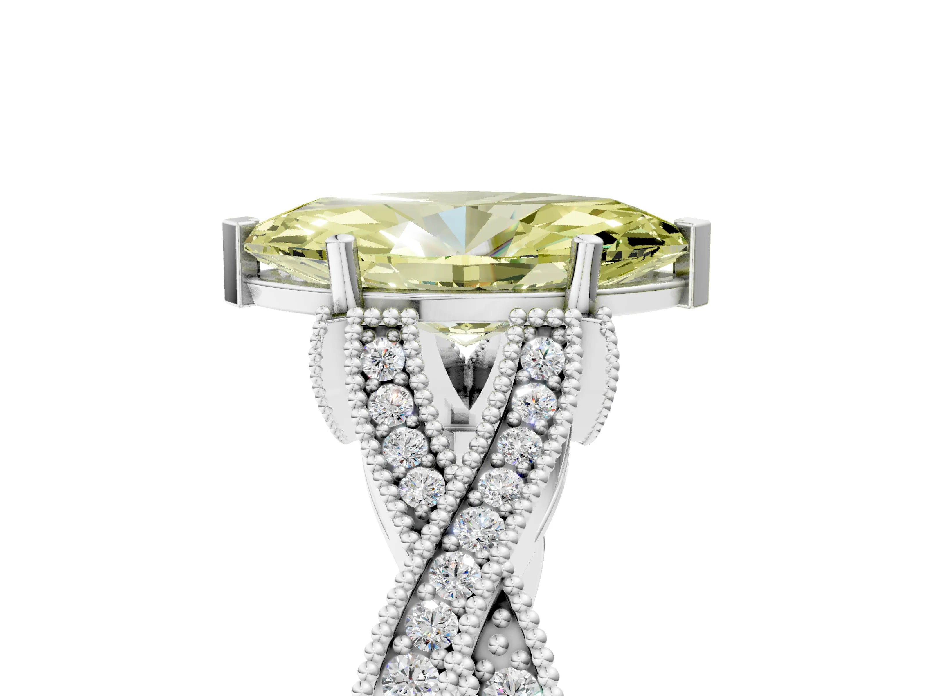 White gold Fancy Yellow Marquise Cut Cut Diamond Twisted Band with Milgrain Pave Setting and Four-Prong Setting_17