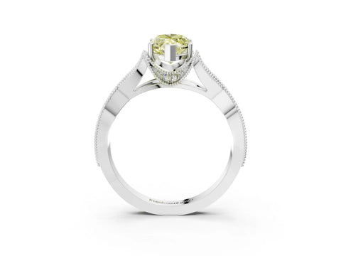 White gold Fancy Yellow Marquise Cut Cut Diamond Twisted Band with Milgrain Pave Setting and Four-Prong Setting_3