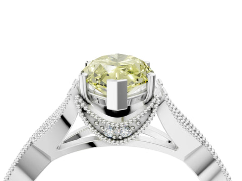 White gold Fancy Yellow Marquise Cut Cut Diamond Twisted Band with Milgrain Pave Setting and Four-Prong Setting_4