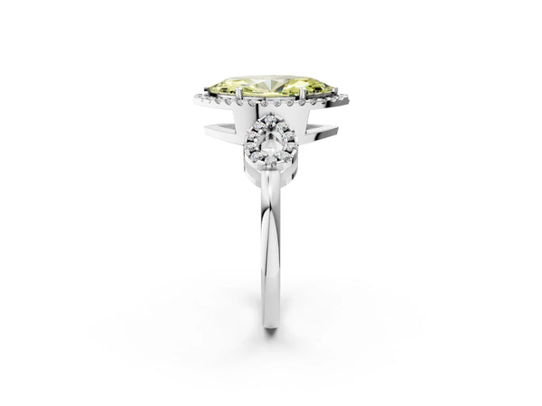 White Gold Marquise Pave Infinity Halo Engagement Ring Setting for Fancy Yellow Center