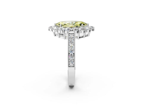 White gold Fancy Yellow Marquise Cut Cut Halo Diamond Pavé Engagement Ring with Milgrain Detailing_26