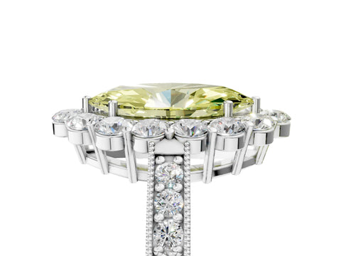 White gold Fancy Yellow Marquise Cut Cut Halo Diamond Pavé Engagement Ring with Milgrain Detailing_29