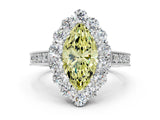 White gold Fancy Yellow Marquise Cut Cut Halo Diamond Pavé Engagement Ring with Milgrain Detailing_36