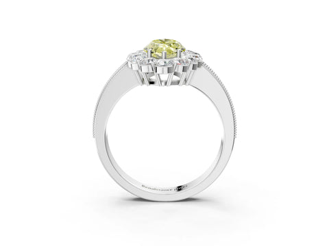 White gold Fancy Yellow Marquise Cut Cut Halo Diamond Pavé Engagement Ring with Milgrain Detailing_39