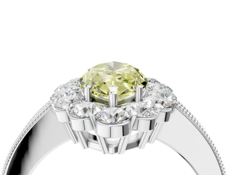 White gold Fancy Yellow Marquise Cut Cut Halo Diamond Pavé Engagement Ring with Milgrain Detailing_40