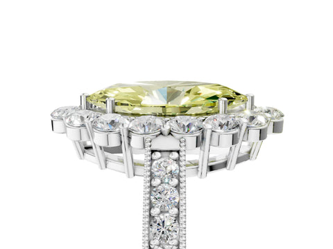 White gold Fancy Yellow Marquise Cut Cut Halo Diamond Pavé Engagement Ring with Milgrain Detailing_5