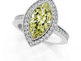 White gold Fancy Yellow Marquise Cut Cut Halo Pavé Diamond Ring_1