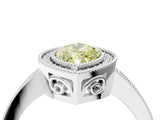White gold Fancy Yellow Marquise Cut Cut Halo Pavé Diamond Ring_4