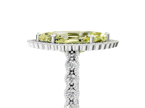 White gold Fancy Yellow Marquise Cut Cut Halo Pavé Solitaire Ring with Milgrain Band_17