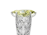 White gold Fancy Yellow Marquise Cut Cut Milgrain Pave Diamond Engagement Ring with Four-Prong Setting_8