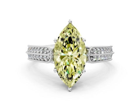 White gold Fancy Yellow Marquise Cut Cut Pave Split Shank Engagement Ring with Four-Prong Setting_12