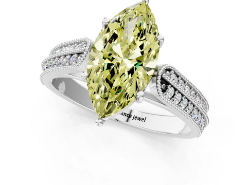 White gold Fancy Yellow Marquise Cut Cut Pave Split Shank Engagement Ring with Four-Prong Setting_13