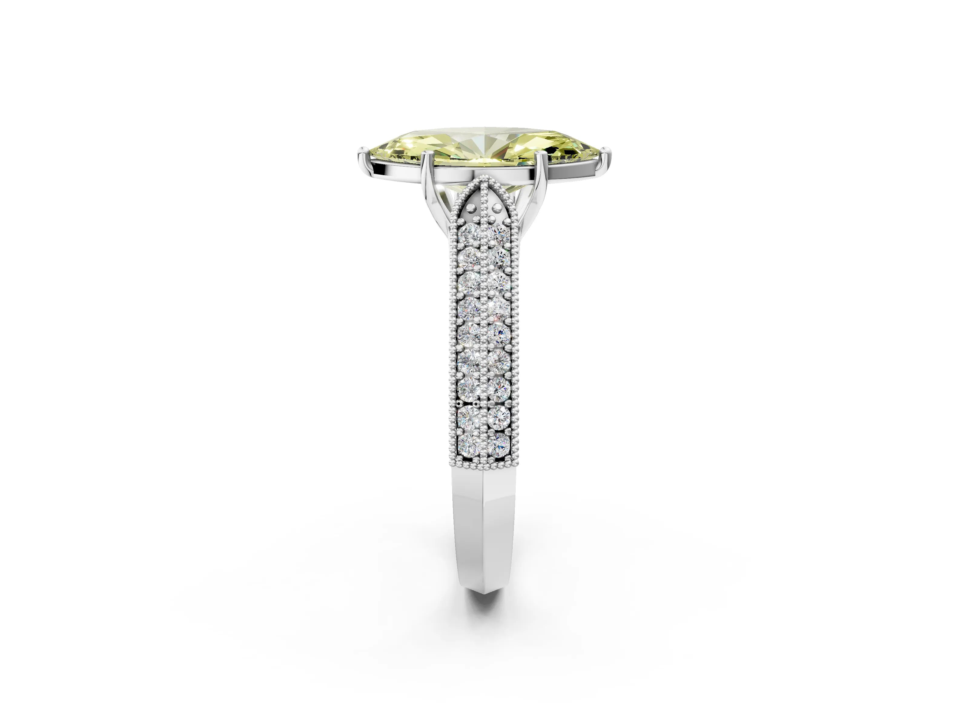 White gold Fancy Yellow Marquise Cut Cut Pave Split Shank Engagement Ring with Four-Prong Setting_14