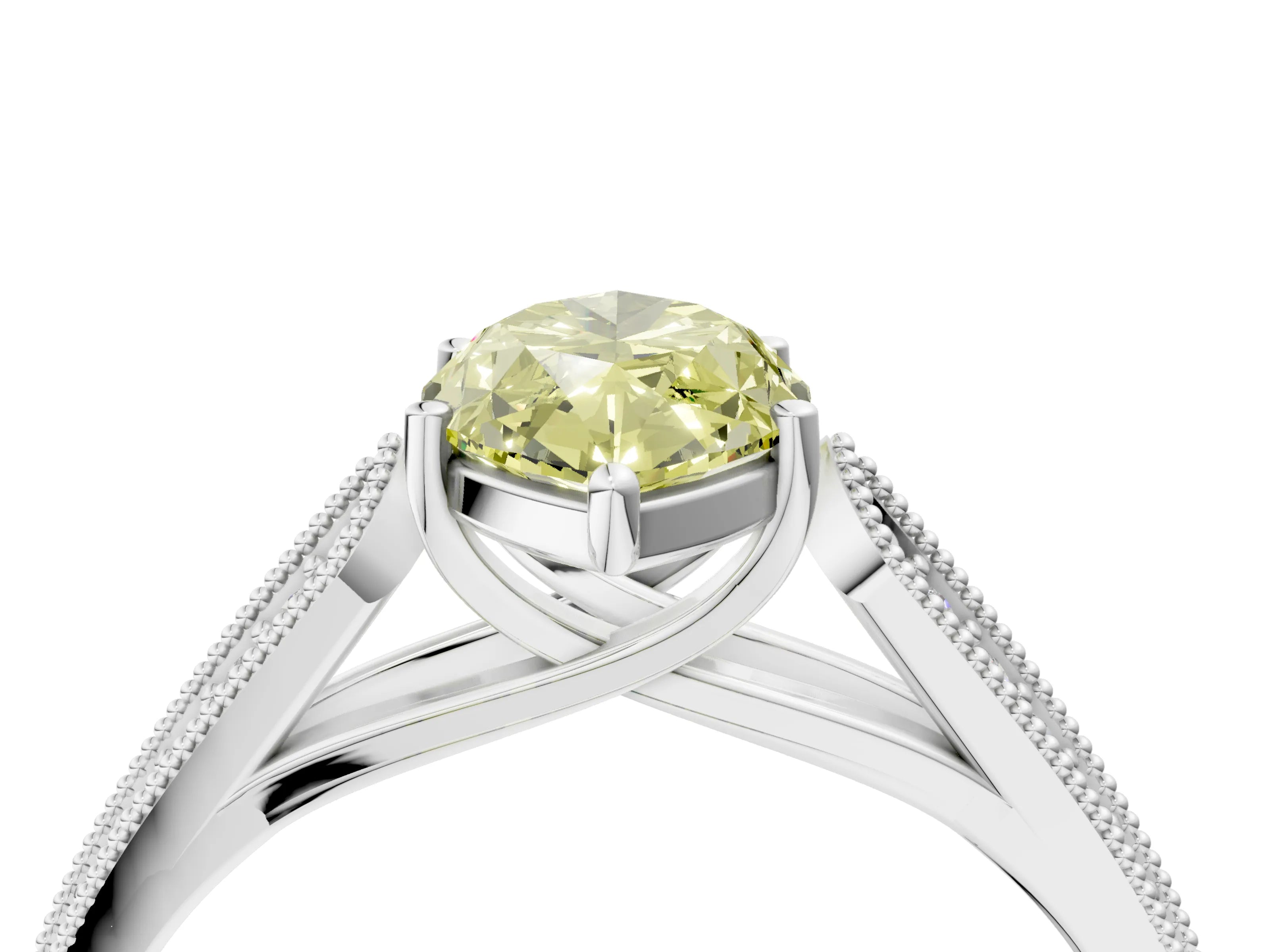 White gold Fancy Yellow Marquise Cut Cut Pave Split Shank Engagement Ring with Four-Prong Setting_16
