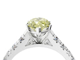 White gold Fancy Yellow Marquise Cut Diamond Cathedral Solitaire Ring with Round  Pavé Band_93