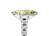 White gold Fancy Yellow Marquise Cut Diamond Cathedral Solitaire Ring with Round  Pavé Band_94