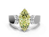 White gold Fancy Yellow Marquise Cut Diamond Channel Set Solitaire Ring with Four-Prong Setting_38