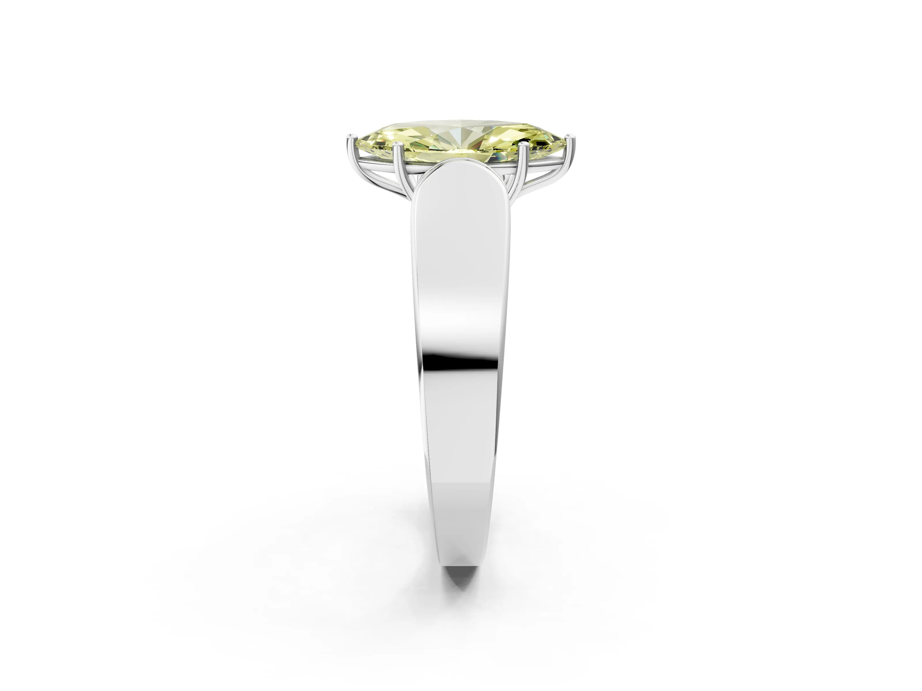 White gold Fancy Yellow Marquise Cut Diamond Channel Set Solitaire Ring with Four-Prong Setting_40