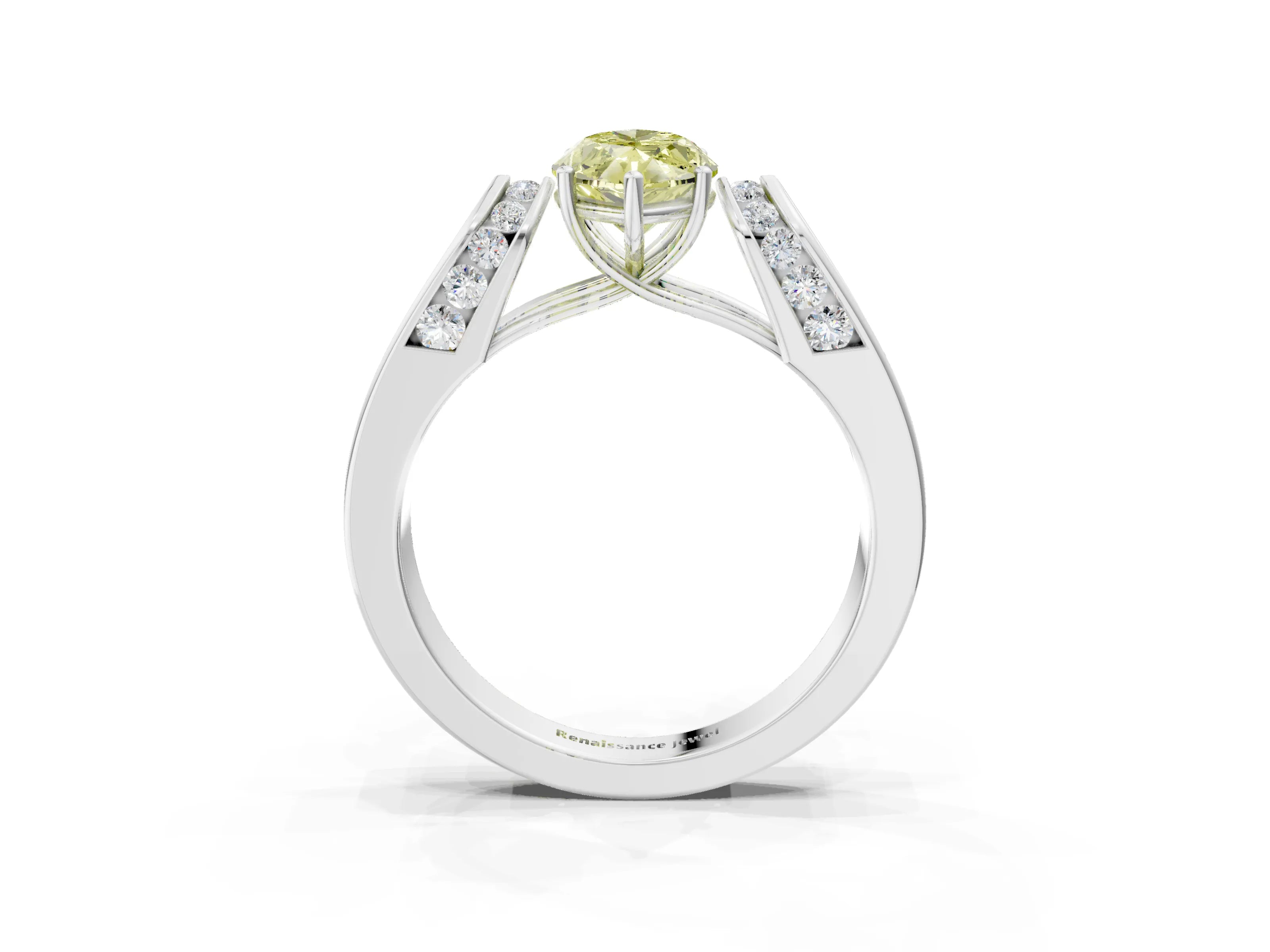 White gold Fancy Yellow Marquise Cut Diamond Channel Set Solitaire Ring with Four-Prong Setting_41