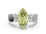 White gold Fancy Yellow Marquise Cut Diamond Channel Set Solitaire Ring with Four-Prong Setting_46
