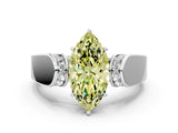 White gold Fancy Yellow Marquise Cut Diamond Channel Set Solitaire Ring with Four-Prong Setting_52