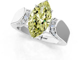 White gold Fancy Yellow Marquise Cut Diamond Channel Set Solitaire Ring with Four-Prong Setting_53