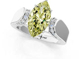 White gold Fancy Yellow Marquise Cut Diamond Channel Set Solitaire Ring with Four-Prong Setting_78