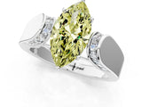 White gold Fancy Yellow Marquise Cut Diamond Channel Set Solitaire Ring with Four-Prong Setting_79