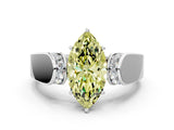 White gold Fancy Yellow Marquise Cut Diamond Channel Set Solitaire Ring with Four-Prong Setting_85