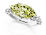 White gold Fancy Yellow Marquise Cut Diamond Cluster Pavé Band with Four-Prong Setting_14