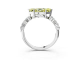 White gold Fancy Yellow Marquise Cut Diamond Cluster Pavé Band with Four-Prong Setting_16