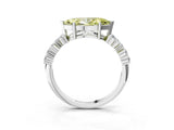 White gold Fancy Yellow Marquise Cut Diamond Cluster Pavé Band with Four-Prong Setting_27