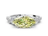 White gold Fancy Yellow Marquise Cut Diamond Cluster Pavé Band with Four-Prong Setting_3