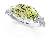 White gold Fancy Yellow Marquise Cut Diamond Cluster Pavé Band with Four-Prong Setting_4