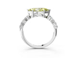 White gold Fancy Yellow Marquise Cut Diamond Cluster Pavé Band with Four-Prong Setting_6