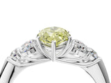 White gold Fancy Yellow Marquise  Cut Diamond Cluster Ring with Round Accent Stones and Prong Setting on a Classic Band_33