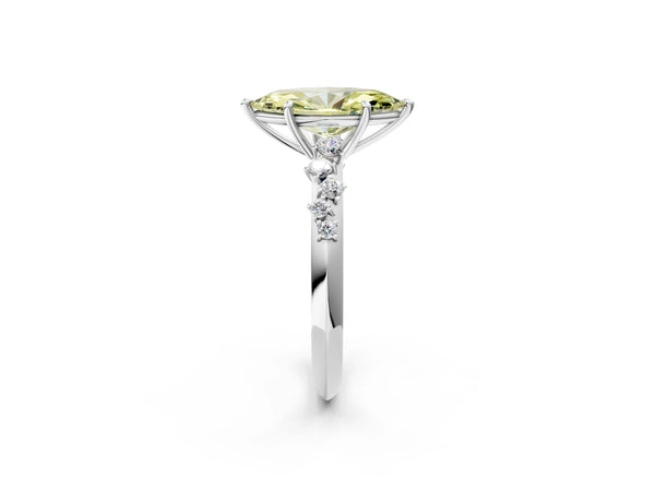 Sterling Silver Marquise Graduated Cluster Engagement Ring Setting for Fancy Yellow Center