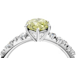 White gold Fancy Yellow Marquise Cut Diamond Cluster Side Stone Solitaire Ring with Prong Setting_57