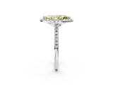 White gold Fancy Yellow Marquise Cut Diamond Cushion Halo Ring with Pavé Band_14