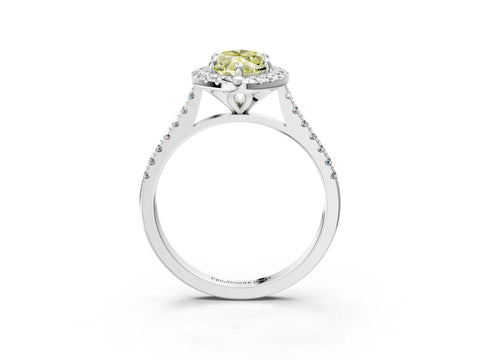 White gold Fancy Yellow Marquise Cut Diamond Cushion Halo Ring with Pavé Band_15