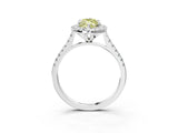White gold Fancy Yellow Marquise Cut Diamond Cushion Halo Ring with Pavé Band_15