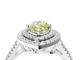 White gold Fancy Yellow Marquise Cut Diamond Double Halo Ring with Pavé Band and Prong Setting_103